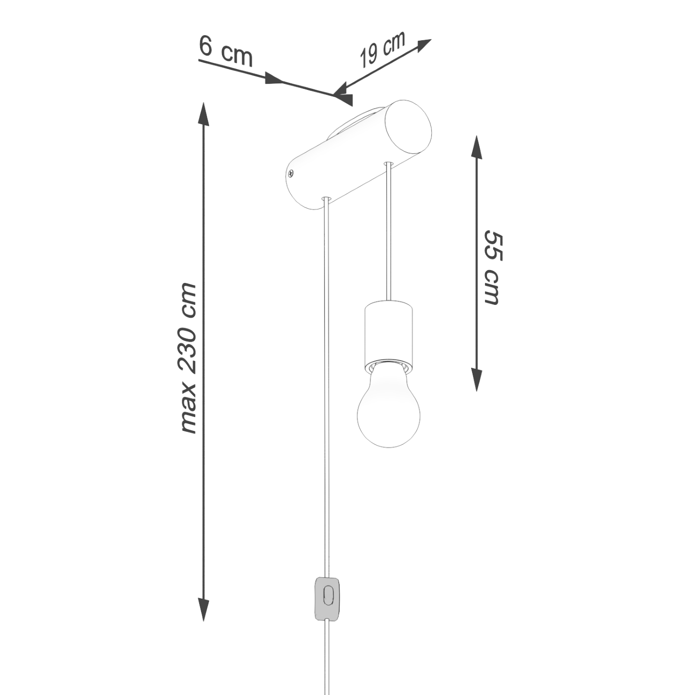 Kinkiet NIMBI E27 z włącznikiem SL.1644 - Sollux - obrazek 10