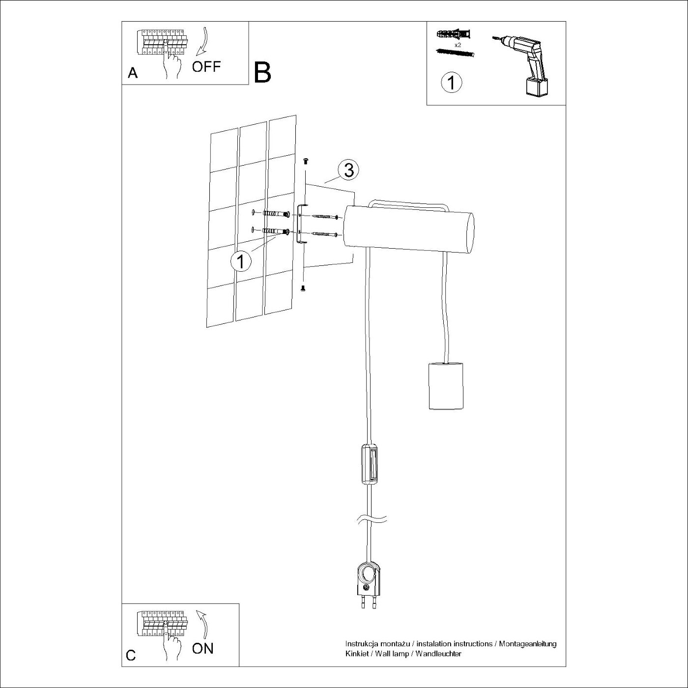 Kinkiet NIMBI E27 z włącznikiem SL.1644 - Sollux - obrazek 11