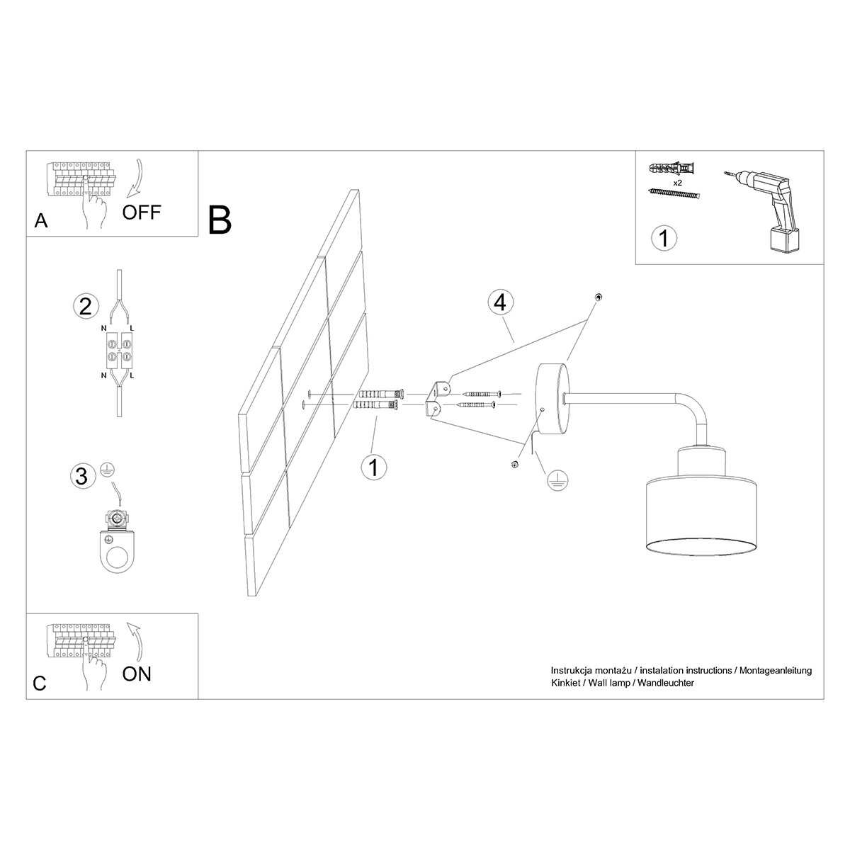 Kinkiet SAVAR 1 czarny SL.1129 - Sollux - obrazek 6