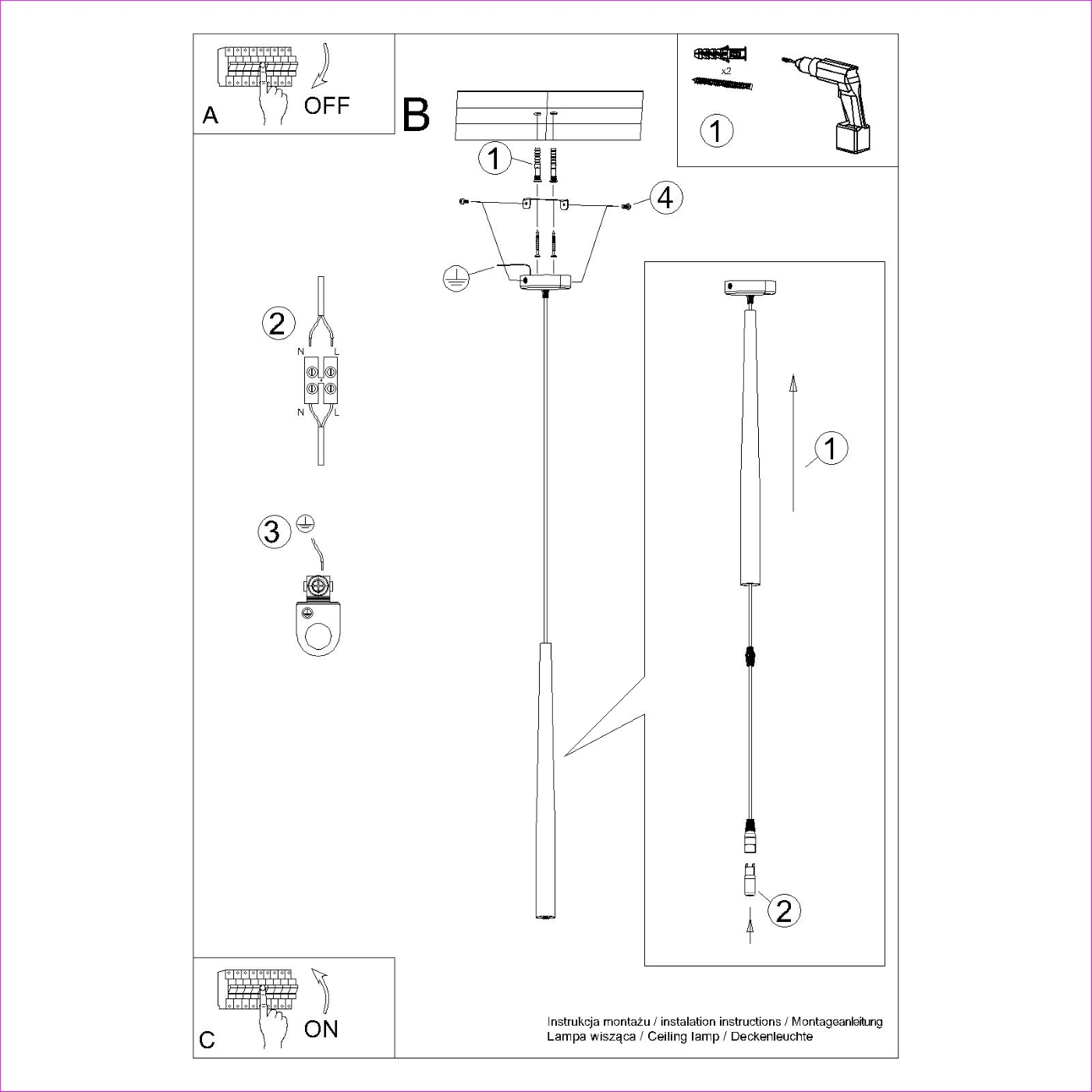 Lampa wisząca BLISS 1 czarna SL.1462 - Sollux - obrazek 9