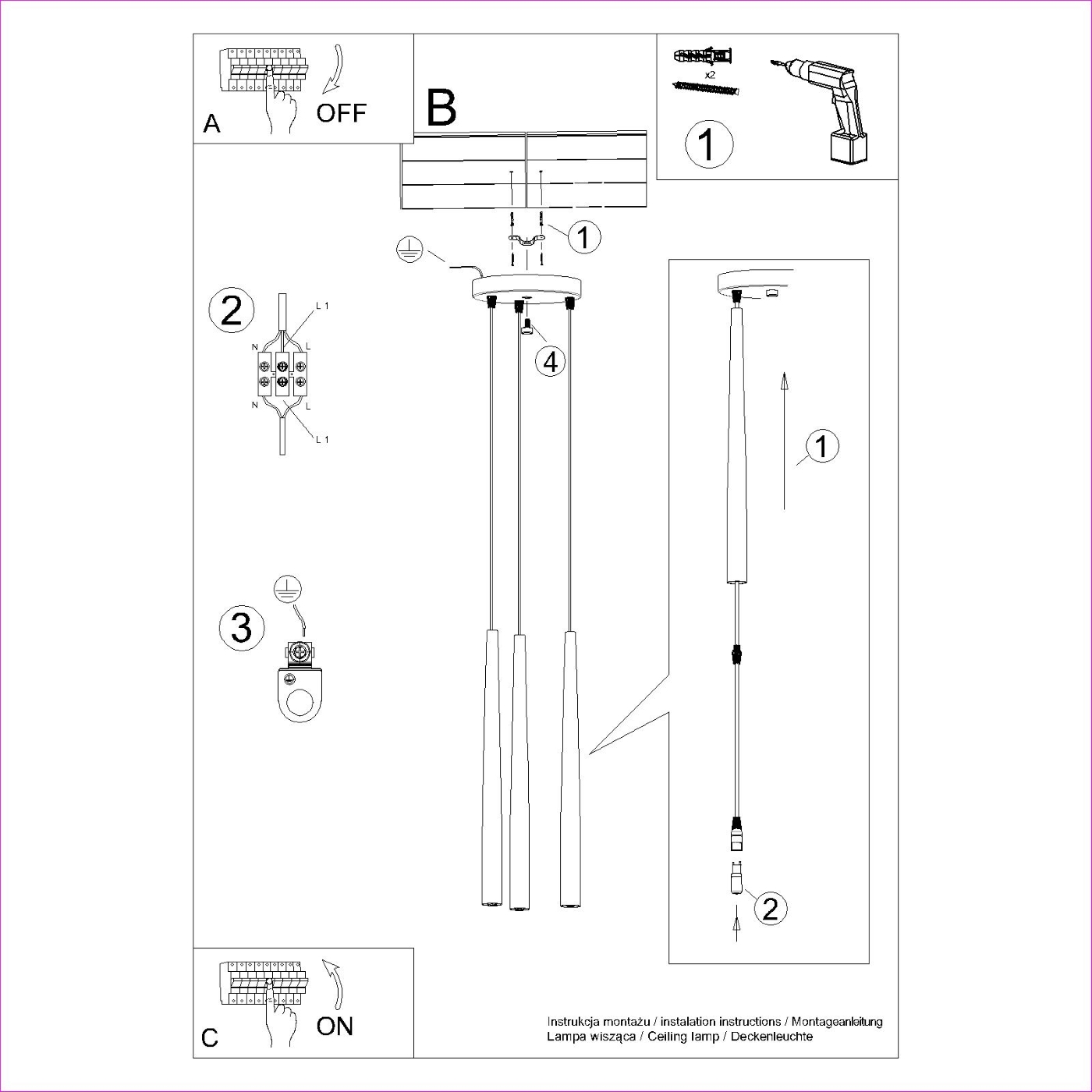 Lampa wisząca BLISS 3P czarna SL.1463 - Sollux - obrazek 10