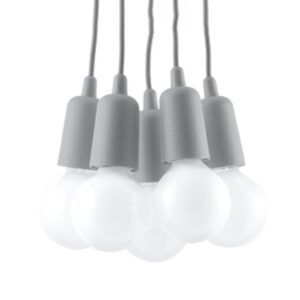Lampa wisząca DIEGO 5 szara SL.0577 - Sollux