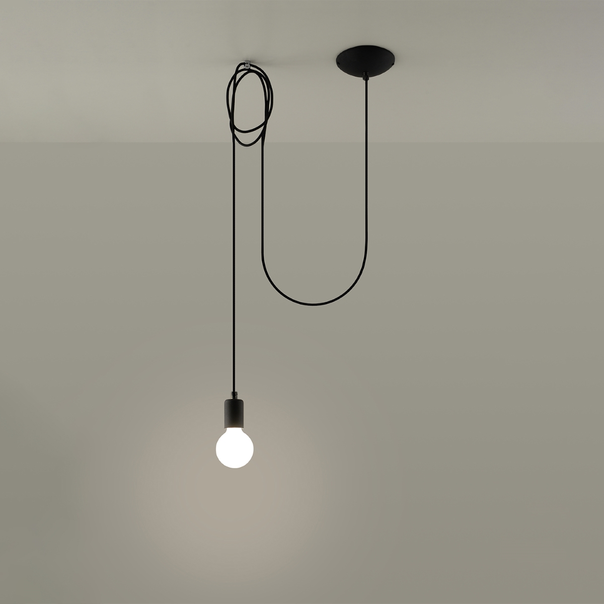 Lampa wisząca EDISON 1 LONG czarny SL.0369 - Sollux - obrazek 3