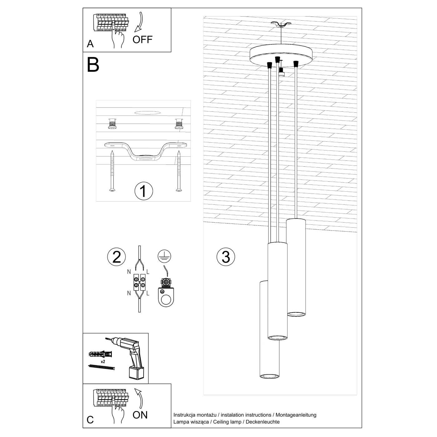 Lampa wisząca LAGOS 3P zielona oliwka SL.1487 - Sollux - obrazek 8