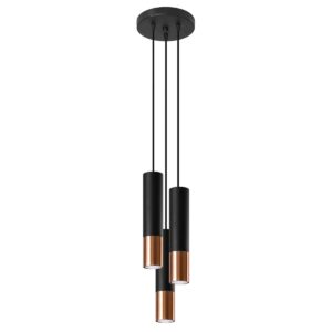 Lampa wisząca LOOPEZ 3P czarny/miedź SL.0949 - Sollux