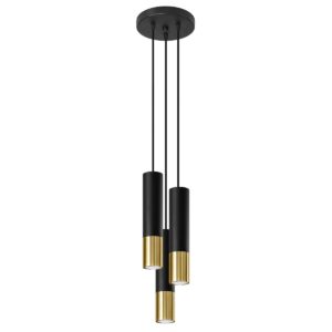 Lampa wisząca LOOPEZ 3P czarny/złoty SL.0955 - Sollux