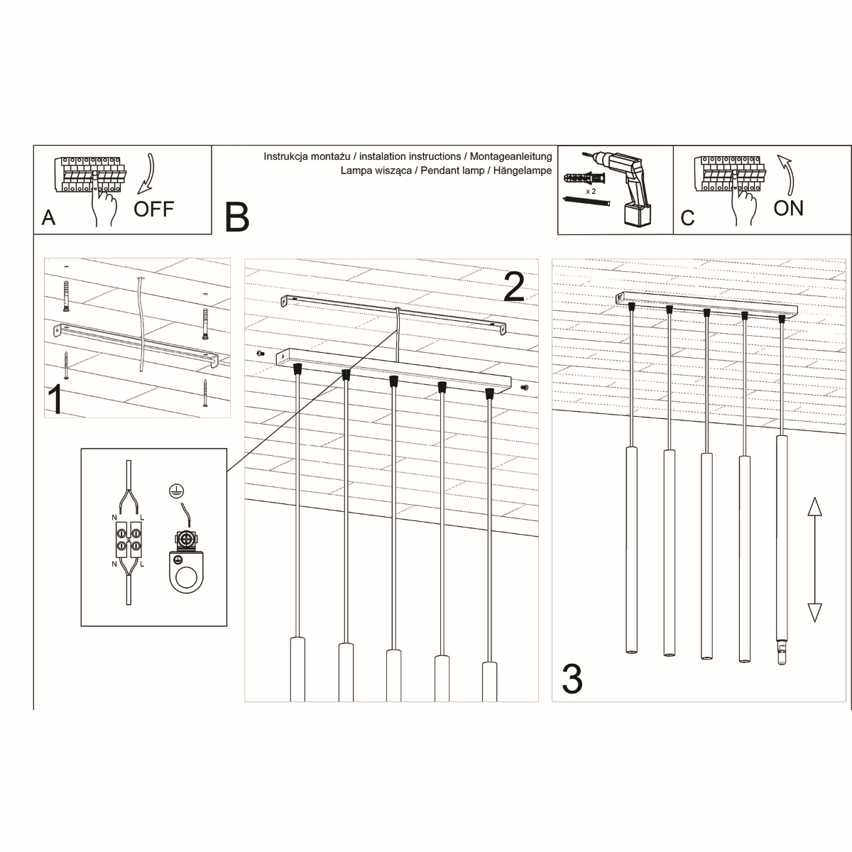 Lampa wisząca PASTELO 5 czarna SL.0472 - Sollux - obrazek 5