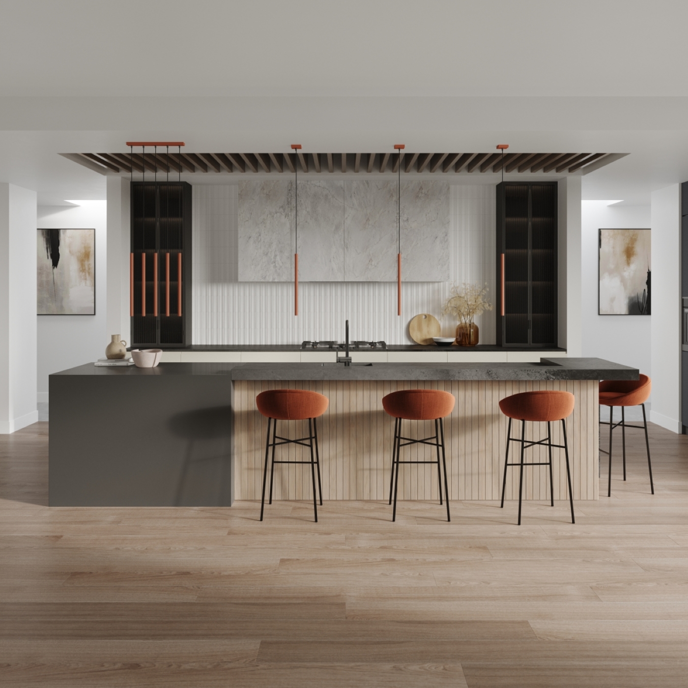 Lampa wisząca PASTELO 5P ochra czerwona SL.1528 - Sollux - obrazek 7