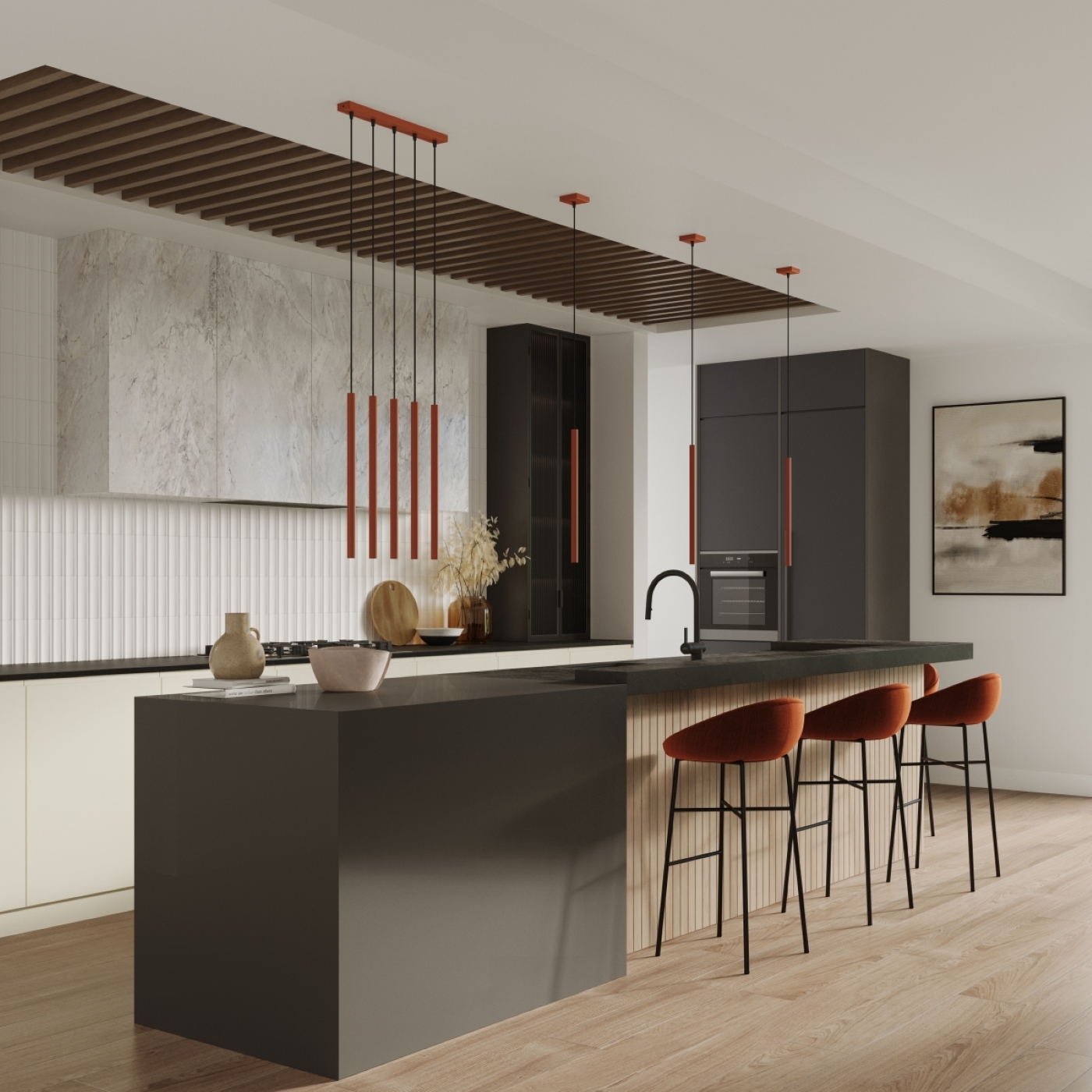 Lampa wisząca PASTELO 5P ochra czerwona SL.1528 - Sollux - obrazek 8