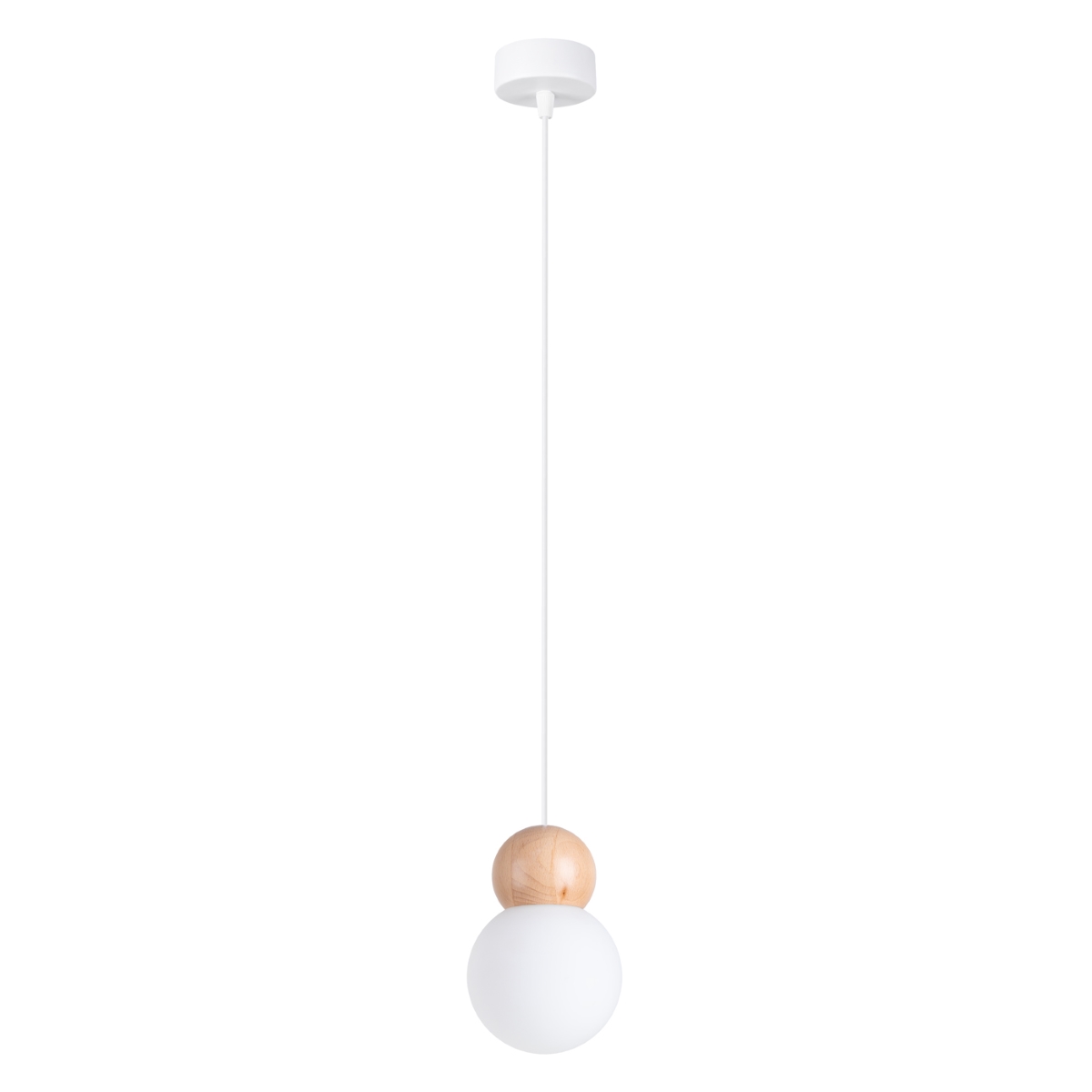 Lampa wisząca PEKKA 1 biała/naturalne drewno SL.1390 - Sollux