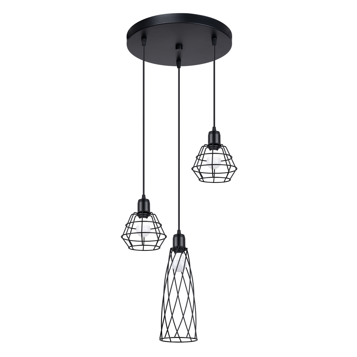 Lampa wisząca SUBA 3P czarna SL.1166 - Sollux