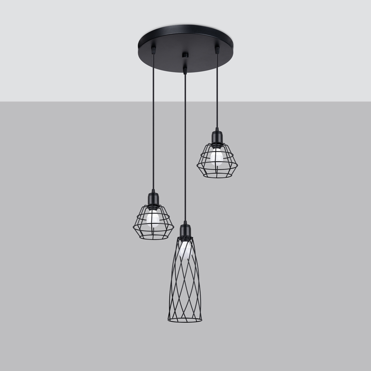 Lampa wisząca SUBA 3P czarna SL.1166 - Sollux - obrazek 2