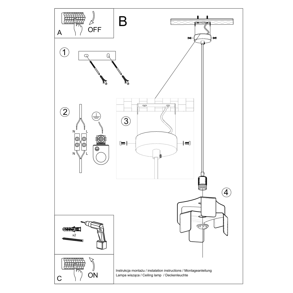 Lampa wisząca TULIP czarny SL.0667 - Sollux - obrazek 5