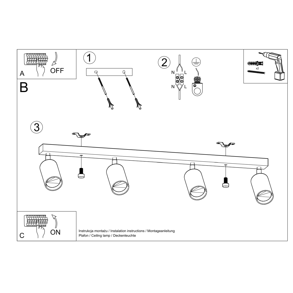 Plafon BERG 4 naturalne drewno SL.1042 - Sollux - obrazek 5
