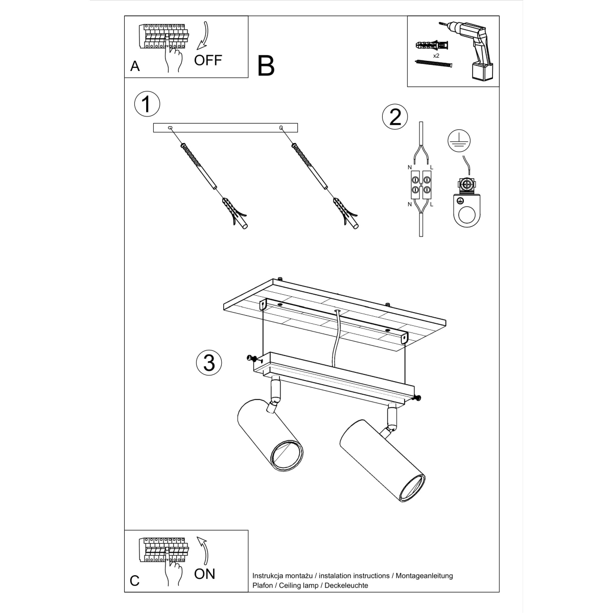Plafon DIREZIONE 2 biały SL.0496 - Sollux - obrazek 5