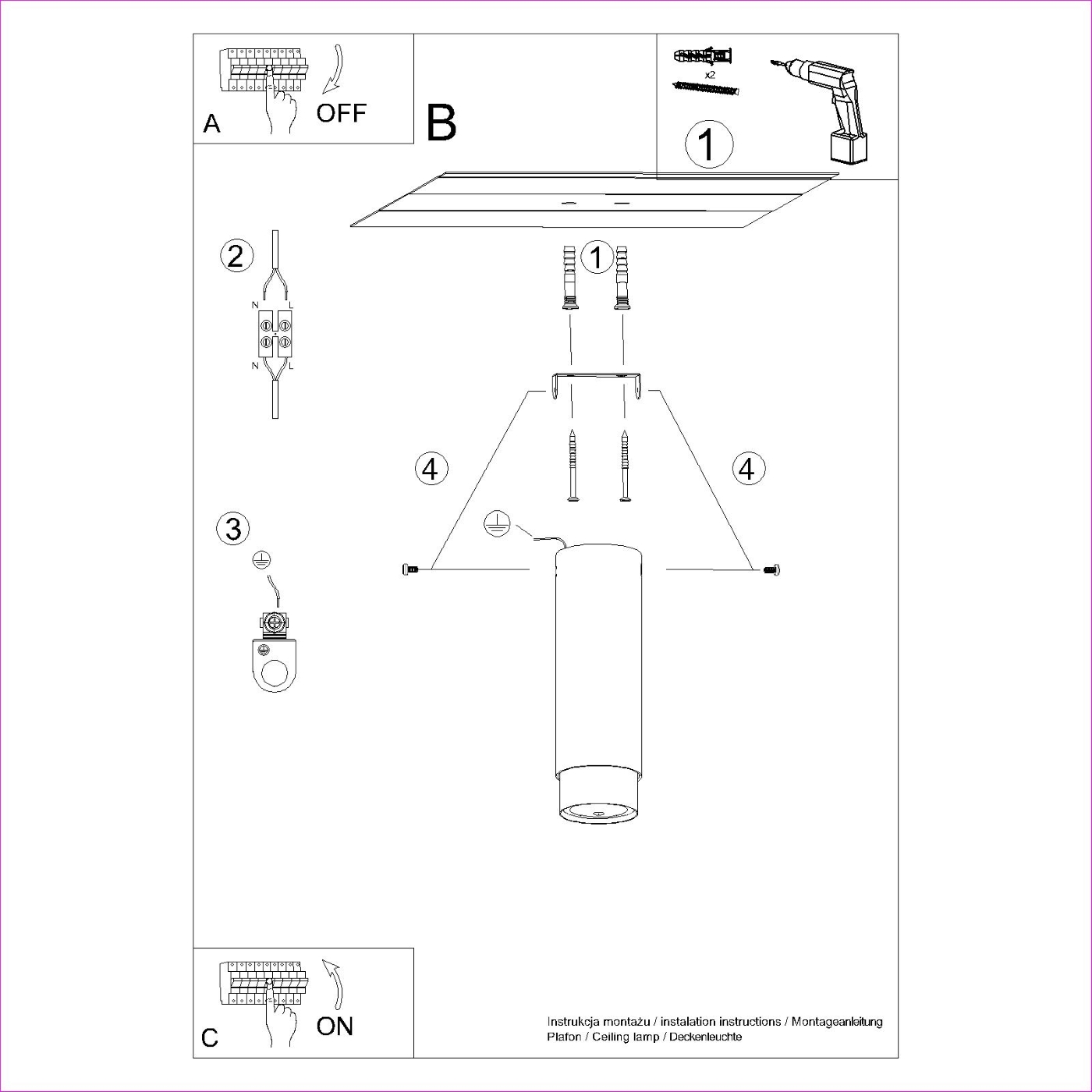 Plafon NERO 22,5 czarny/chrom SL.1409 - Sollux - obrazek 7