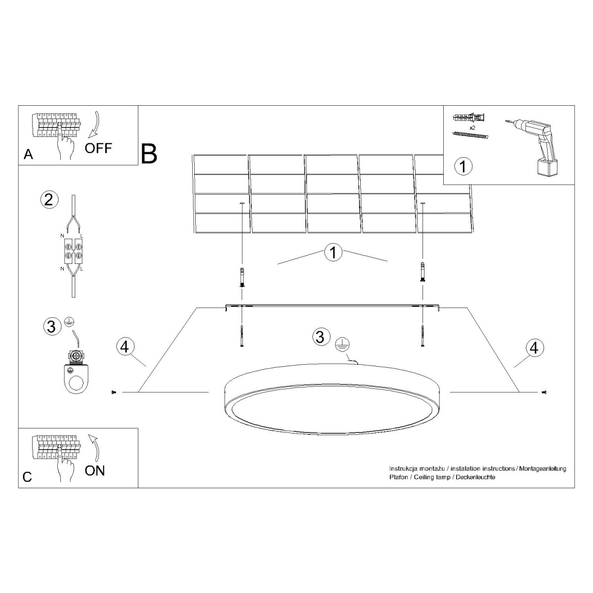 Plafon ONYX 30 czarny LED 3000K SL.1242 - Sollux - obrazek 6