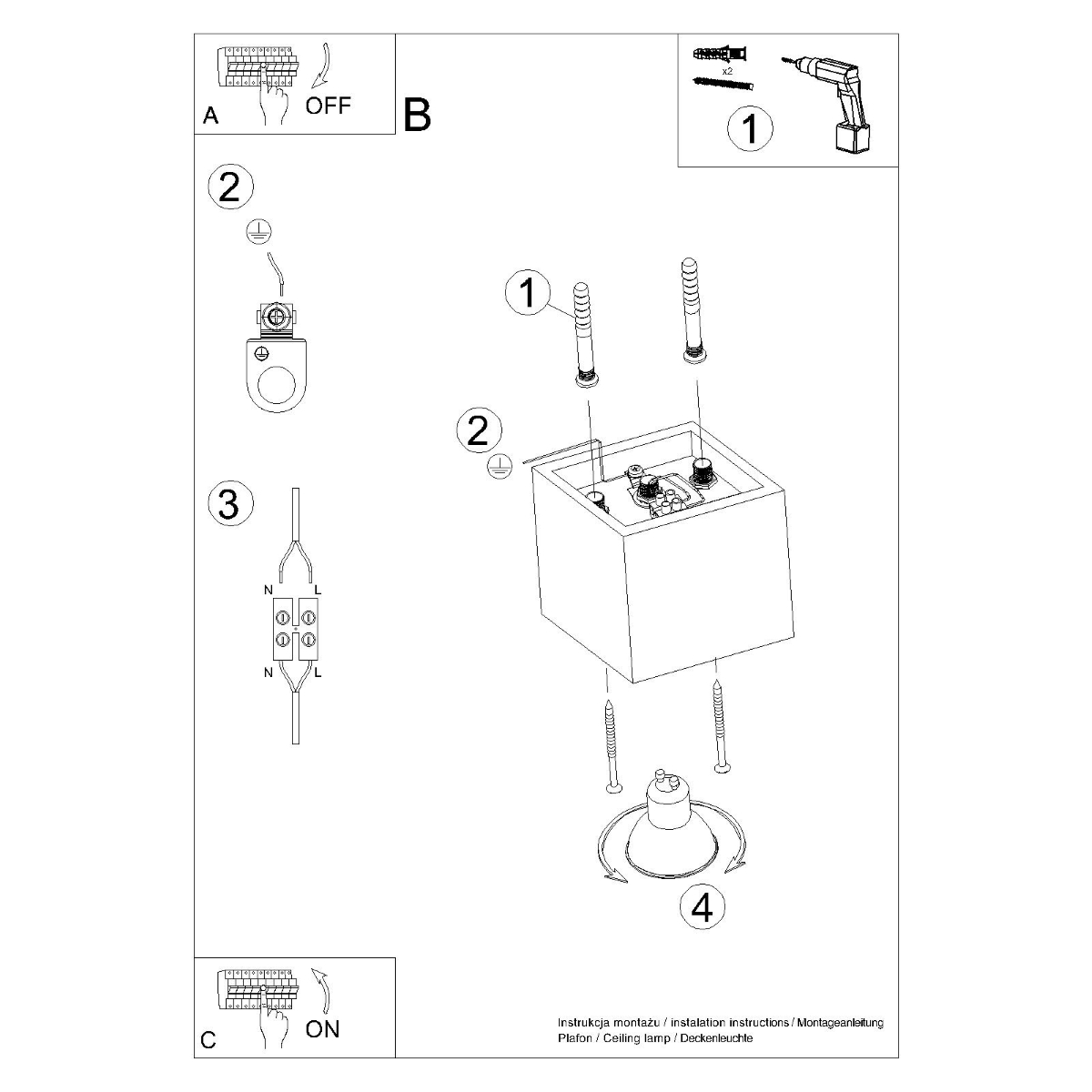 Plafon QUAD 1 szary SL.0024 - Sollux - obrazek 6