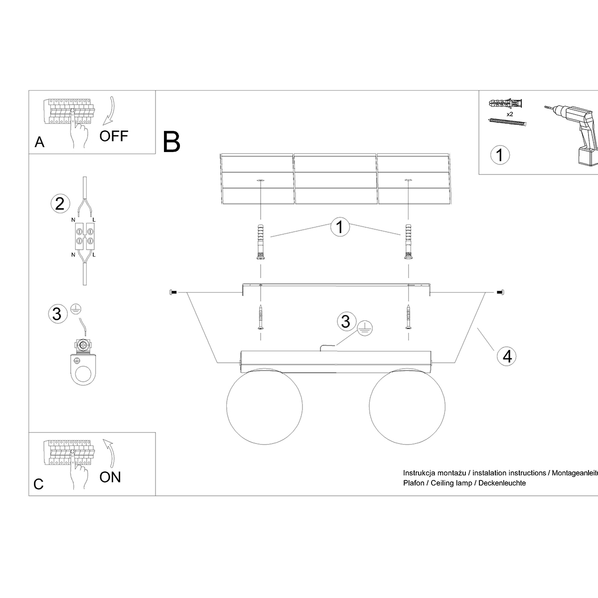 Plafon YOLI 2 biały SL.1147 - Sollux - obrazek 5