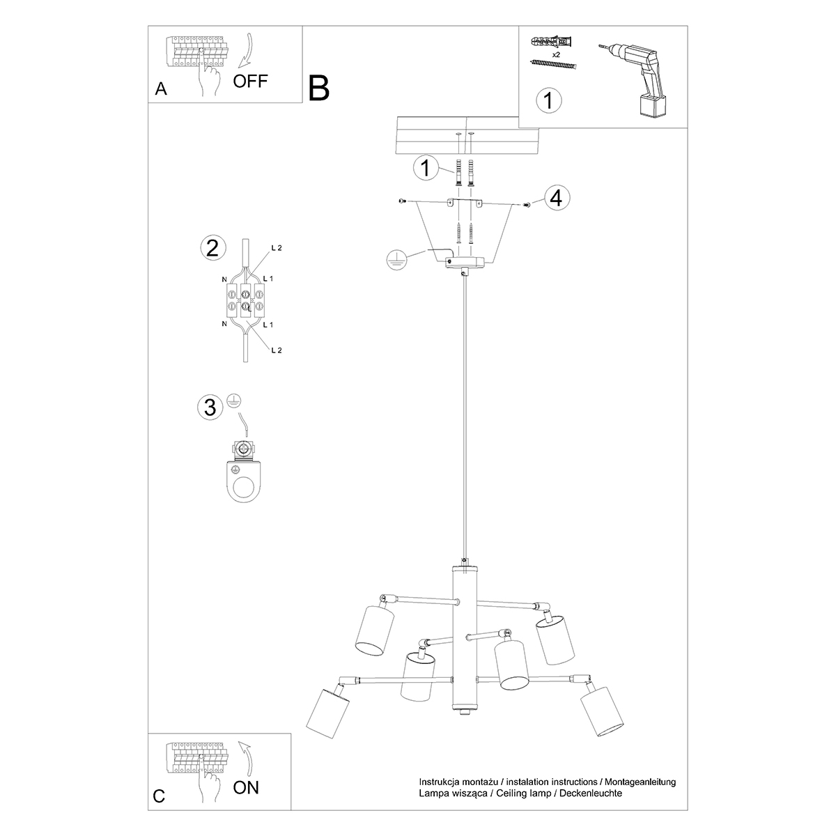 Żyrandol LEMMI 6 biały SL.1206 - Sollux - obrazek 6