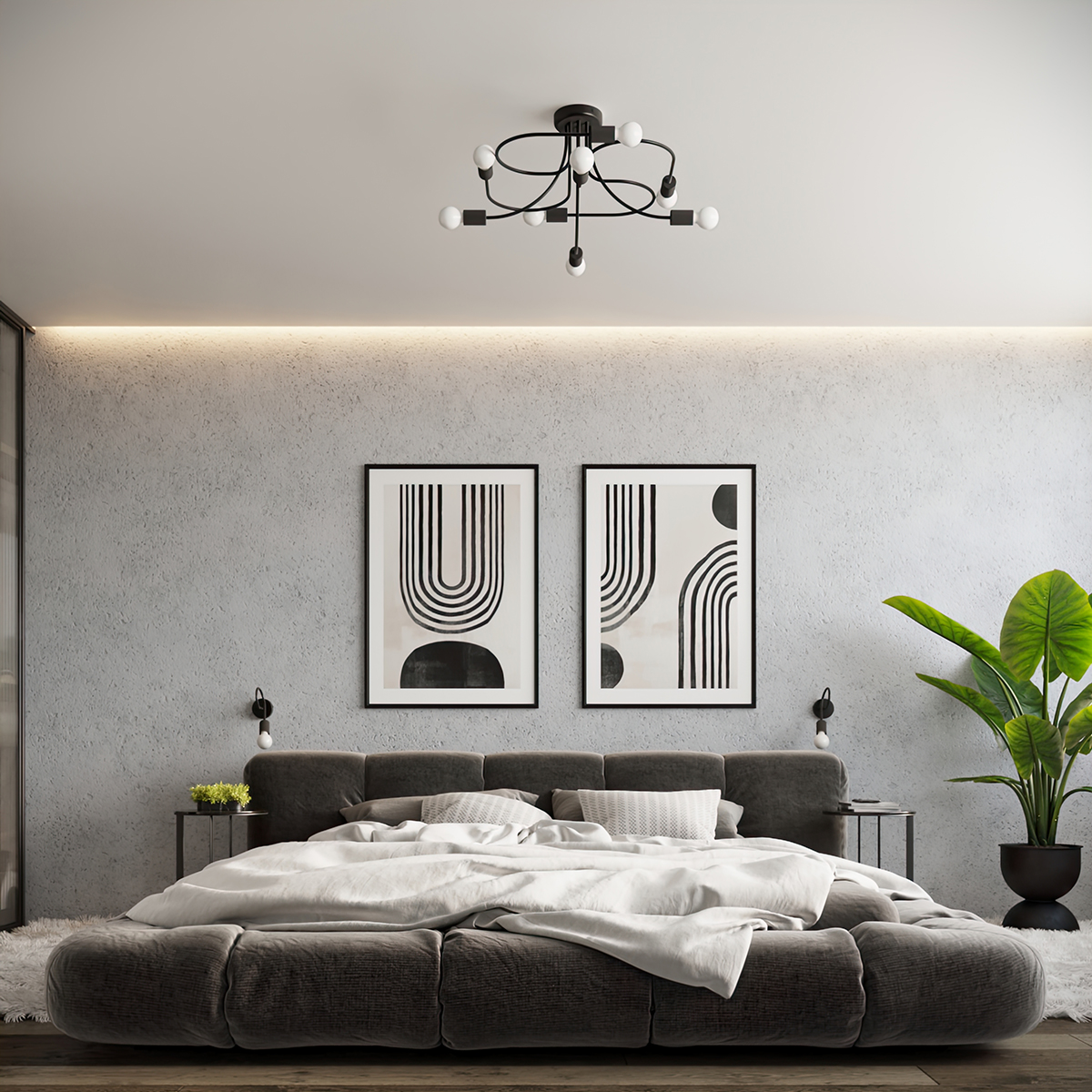 Żyrandol LEVAR 8 czarny SL.1457 - Sollux - obrazek 7