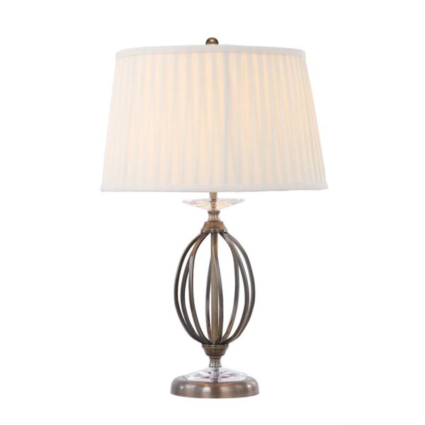 Lampa stołowa AEGEAN AG-TL-AGED-BRASS oprawa w kolorze postarzanego mosiądzu z abażurem w kolorze kości słoniowej - Elstead Lighting