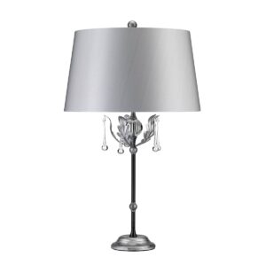 Lampa stołowa AMARILLI AML-TL-BLK-SIL oprawa w kolorze czerni i srebrnej patyny z abażurem w kolorze srebrnym - Elstead Lighting