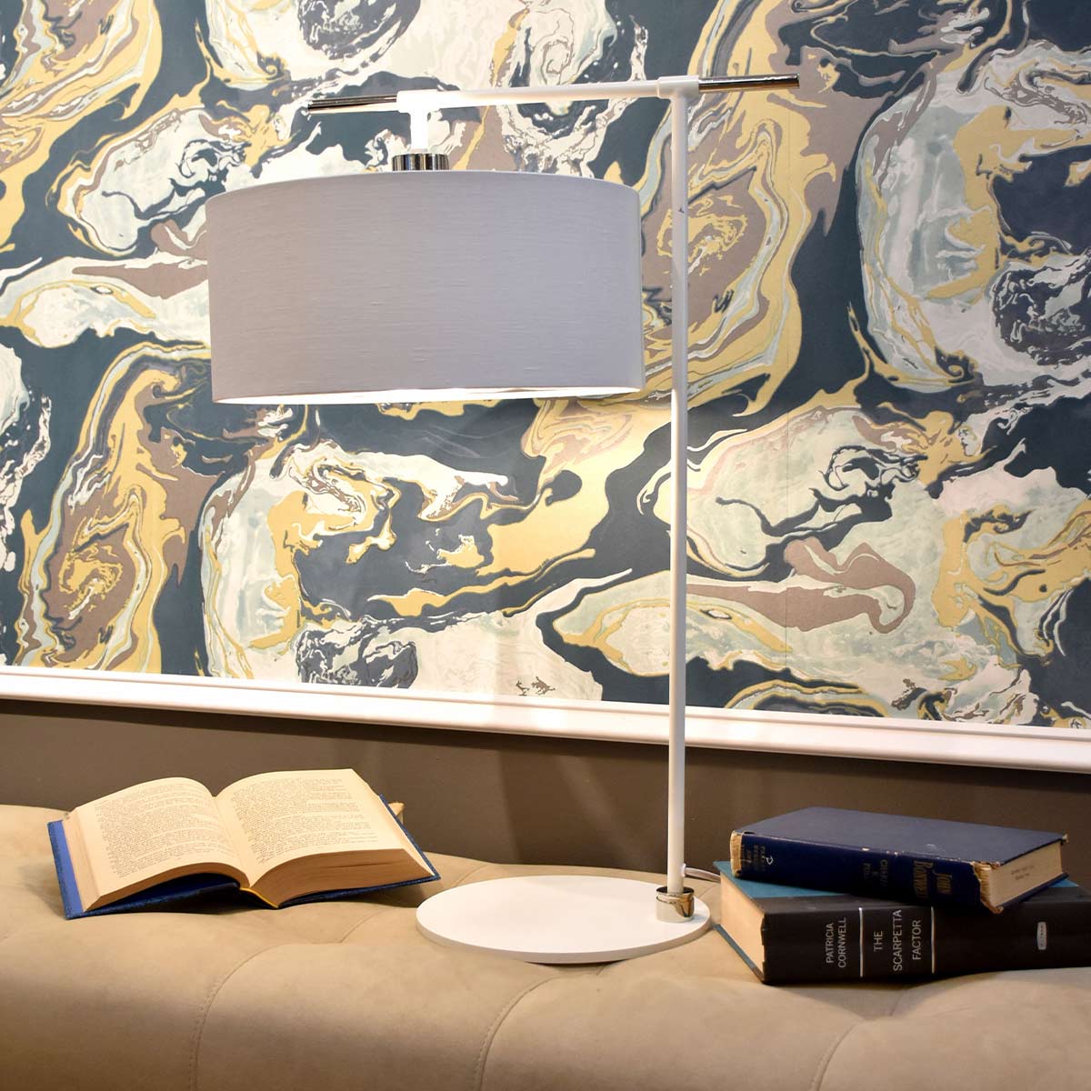 Lampa stołowa BALANCE BALANCE-TL-WPN oprawa w kolorze bieli i polerowanego niklu - Elstead Lighting - obrazek 2