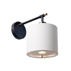 Kinkiet BALANCE BALANCE1-BKPN oprawa w kolorze czerni i polerowanego niklu z białym abażurem - Elstead Lighting