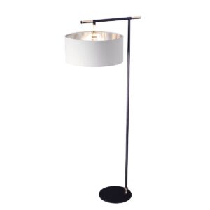 Lampa podłogowa BALANCE BALANCE-FL-BKPN oprawa w kolorze czerni i polerowanego niklu z białym abażurem - Elstead Lighting