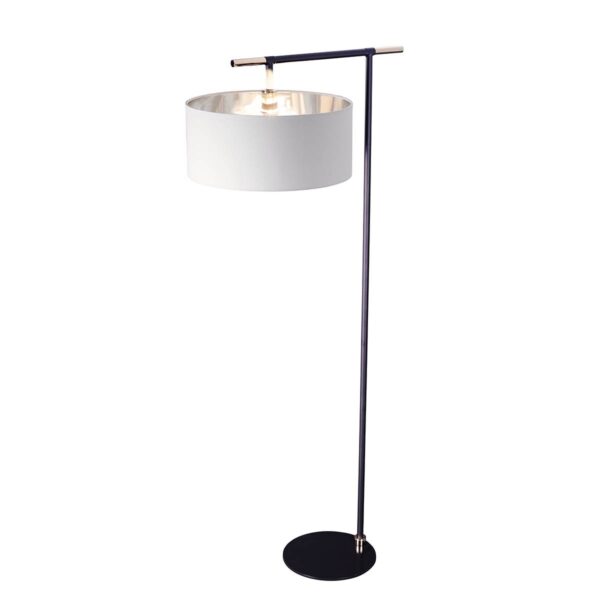 Lampa podłogowa BALANCE BALANCE-FL-BKPN oprawa w kolorze czerni i polerowanego niklu z białym abażurem - Elstead Lighting