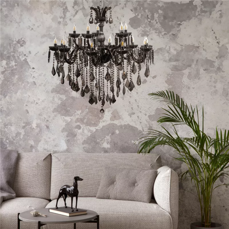 Żyrandol CHATEAU 17801/10+5 oprawa w kolorze srebrnym z dymionymi kryształkami - Zuma Line - obrazek 2