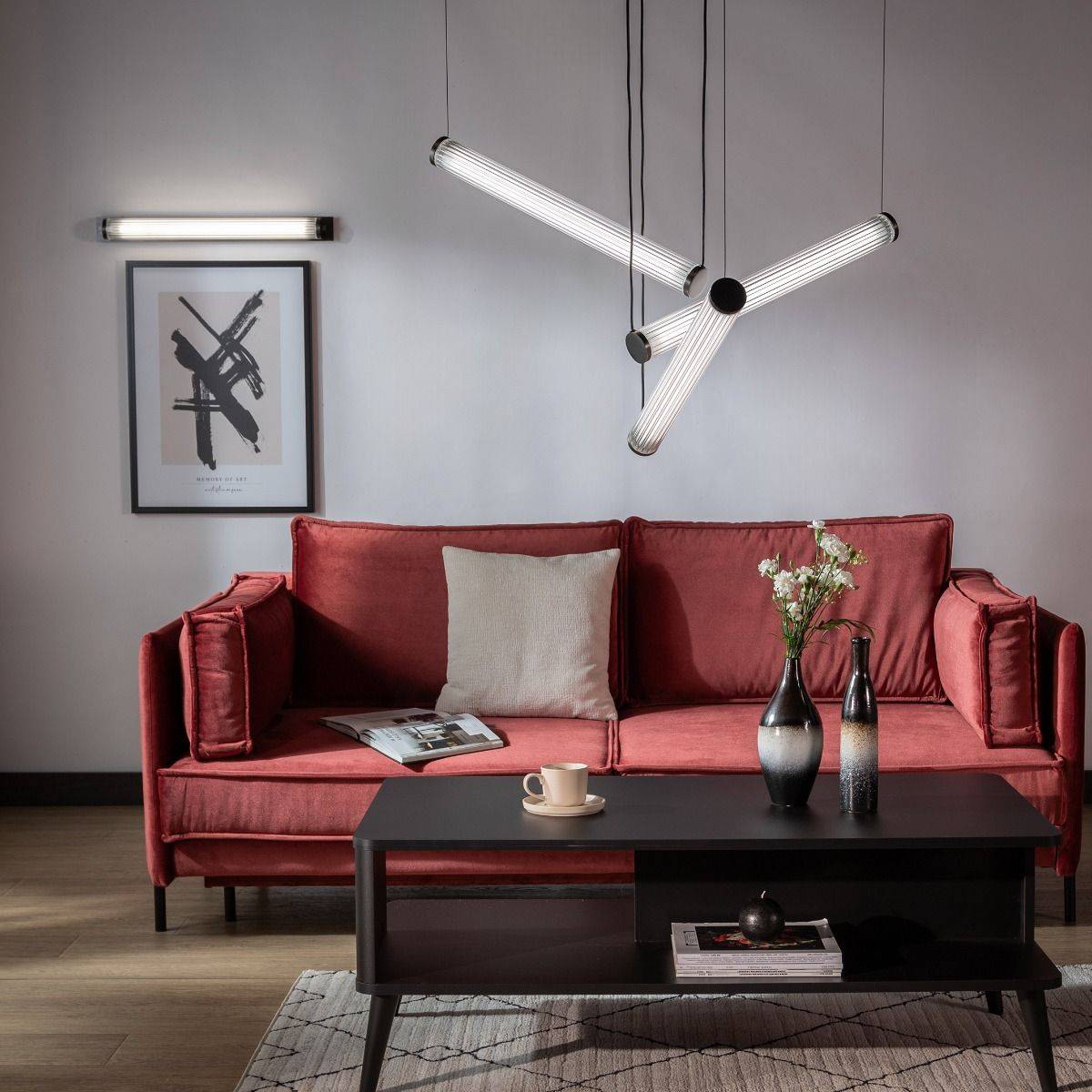 Lampa wisząca COMO 1238 oprawa w kolorze szczotkowanego tytanu + pilot - Zuma Line - obrazek 9