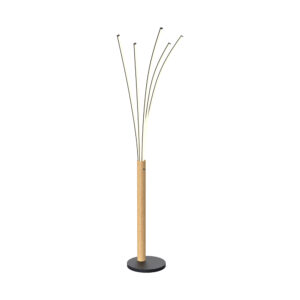 Lampa podłogowa VELDEN ML4767-3BMD oprawa w kolorze drewna i czerni - Zuma Line