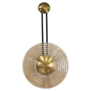 Kinkiet BELL LP-1702/1W AM oprawa w kolorze czerni i złota z bursztynowym kloszem - Light Prestige