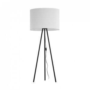 Lampa podłogowa NALLU 3112 oprawa w kolorze czernym z białym abażurem - Zuma Line
