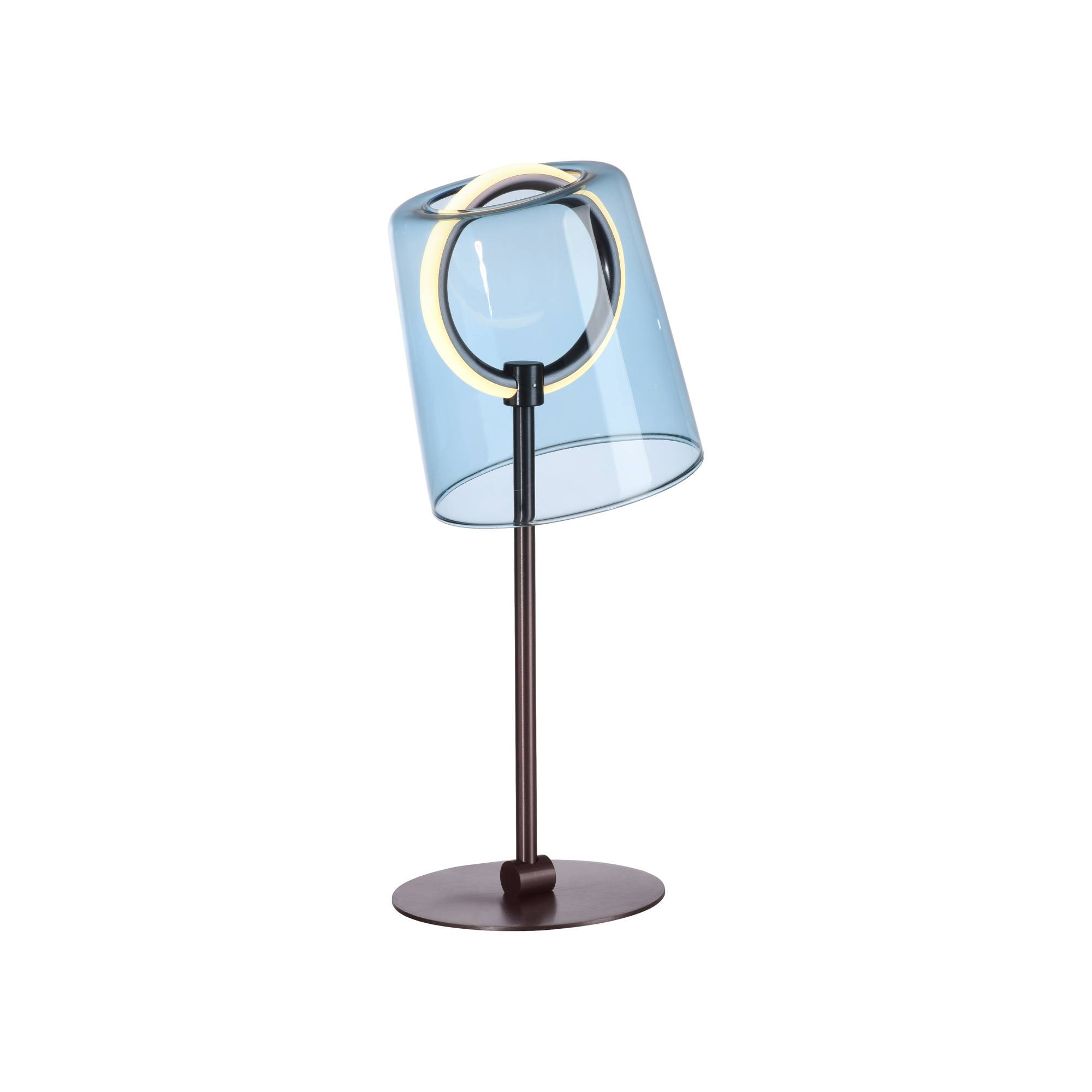 Lampa stołowa ZULA 4542-56 oprawa w kolorze czarnym z niebieskim kloszem - Paul Neuhause