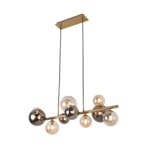 Lampa wisząca VILLA MD5918-10-EGN oprawa w kolorze złotym z szarymi i bursztynowymi kloszami - Zuma Line