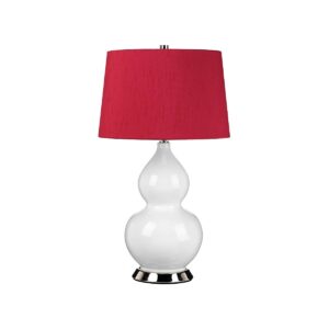 Lampa stołowa ISLA ISLA-PN-TL-RED oprawa w kolorze bieli i polerowanego niklu z czerwonym abażurem - Elstead Lighting