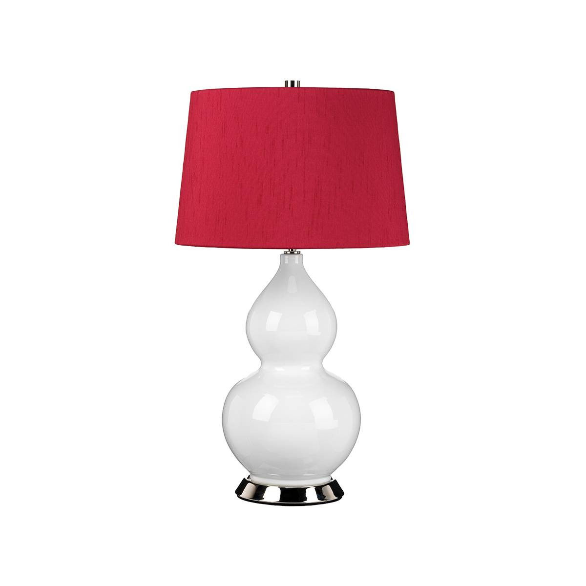 Lampa stołowa ISLA ISLA-PN-TL-RED oprawa w kolorze bieli i polerowanego niklu z czerwonym abażurem - Elstead Lighting
