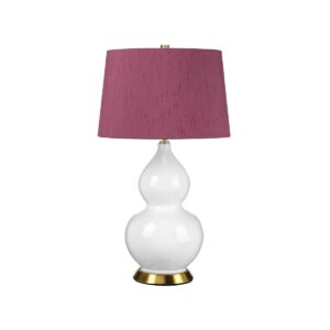 Lampa stołowa ISLA ISLA-AB-TL-PURPLE oprawa w kolorze bieli i postarzanego mosiądzu z fioletowym abażurem - Elstead Lighting