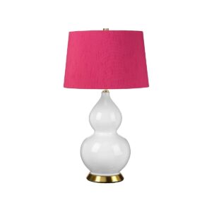 Lampa stołowa ISLA ISLA-AB-TL-CRANBERRY oprawa w kolorze bieli i postarzanego mosiądzu z różowym abażurem - Elstead Lighting