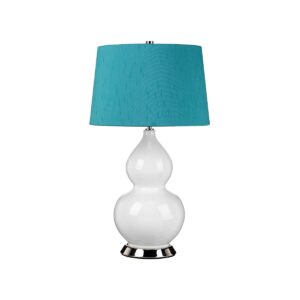 Lampa stołowa ISLA ISLA-PN-TL-TEAL oprawa w kolorze bieli i polerowanego niklu z turkusowym abażurem - Elstead Lighting