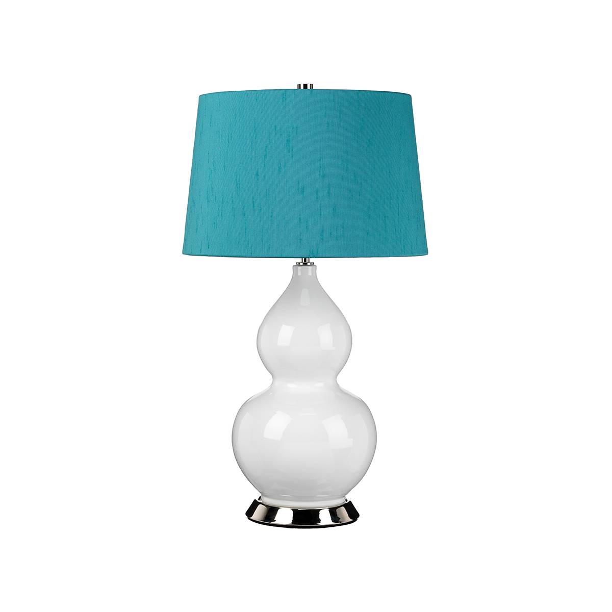 Lampa stołowa ISLA ISLA-PN-TL-TEAL oprawa w kolorze bieli i polerowanego niklu z turkusowym abażurem - Elstead Lighting