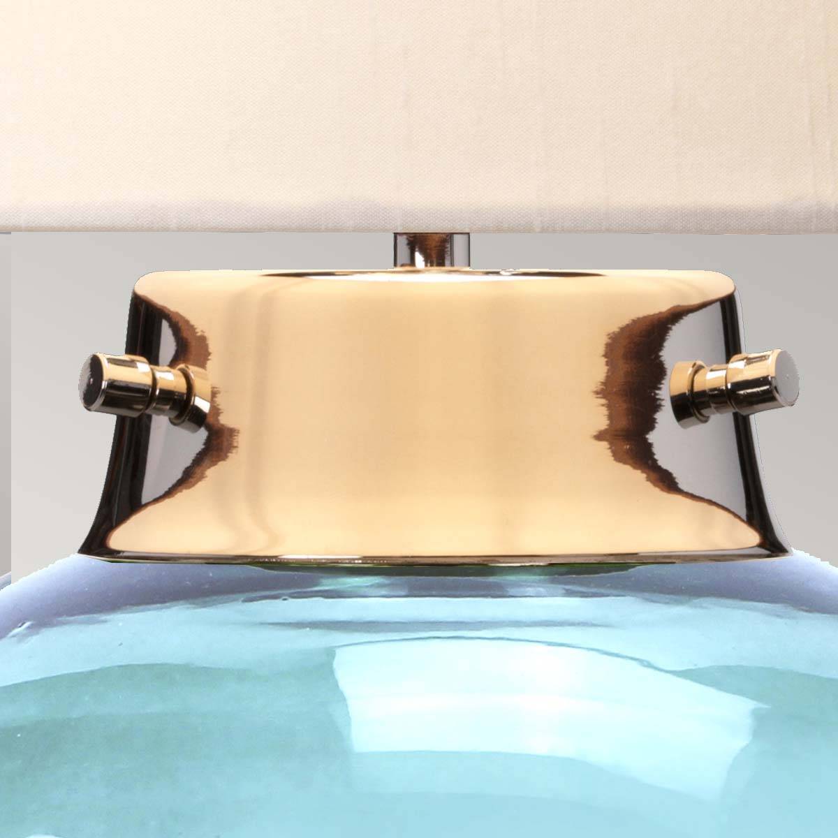 Lampa stołowa KARA DL-KARA-TL-BLUE oprawa w kolorze niebieskim i polerowanego niklu z jasnoszarym abażurem - Elstead Lighting - obrazek 3