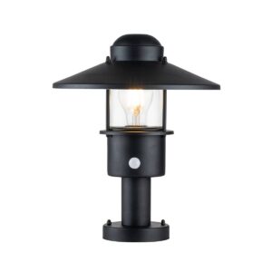 Zewnętrzna lampa stojąca KLAMPENBORG KLAMPENBORG-PED-PIR-BK oprawa w kolorze czarnym z czujnikiem ruchu - Elstead Lighting