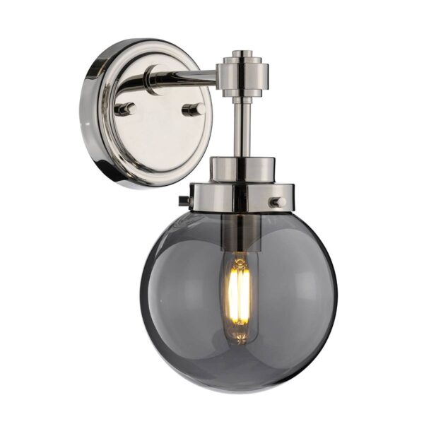 Kinkiet KULA KULA1 oprawa w kolorze polerowanego niklu z dymionym kloszem - Elstead Lighting