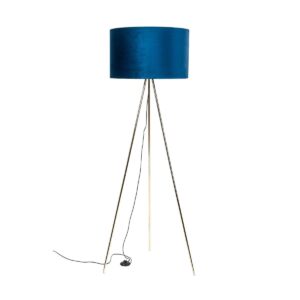 Lampa podłogowa Inga H06-GD-BL Zuma Line niebiesko-złota oprawa z dekoracyjnym abażurem