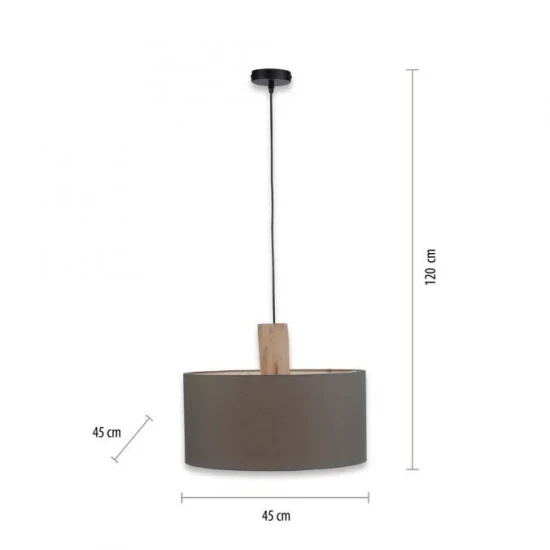 Lampa wisząca LINEN 15112-15 oprawa w kolorze czarnym z szarym abażurem - Paul Neuhause - obrazek 3