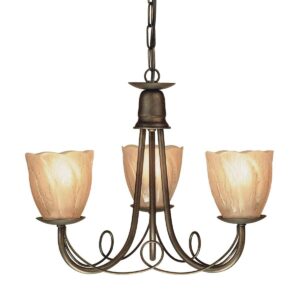 Żyrandol Minster MN3 BLK/GLD potrójna oprawa w klasycznym stylu - Elstead Lighting